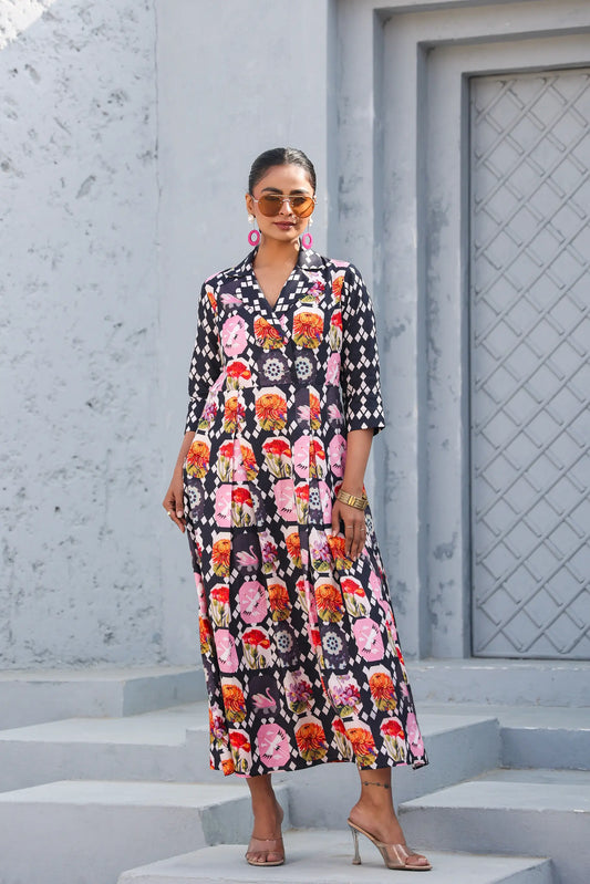 Abstract Print Cotton Dress