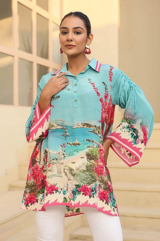 Printed Short Top with light Embellish