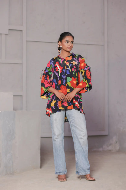 Printed Short Top with light embellish