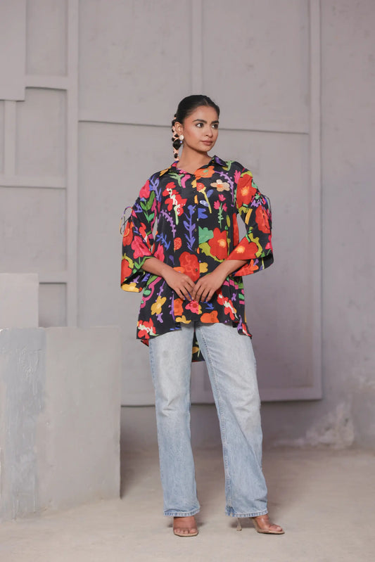 Printed Short Top with light embellish