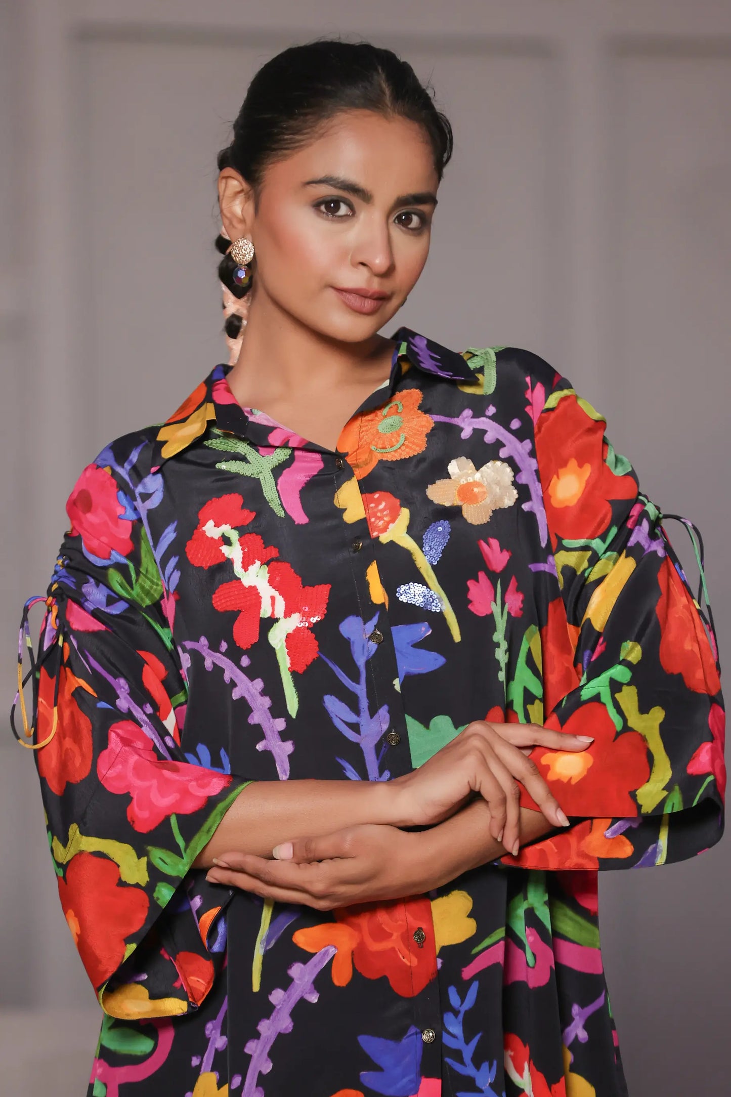 Printed Short Top with light embellish
