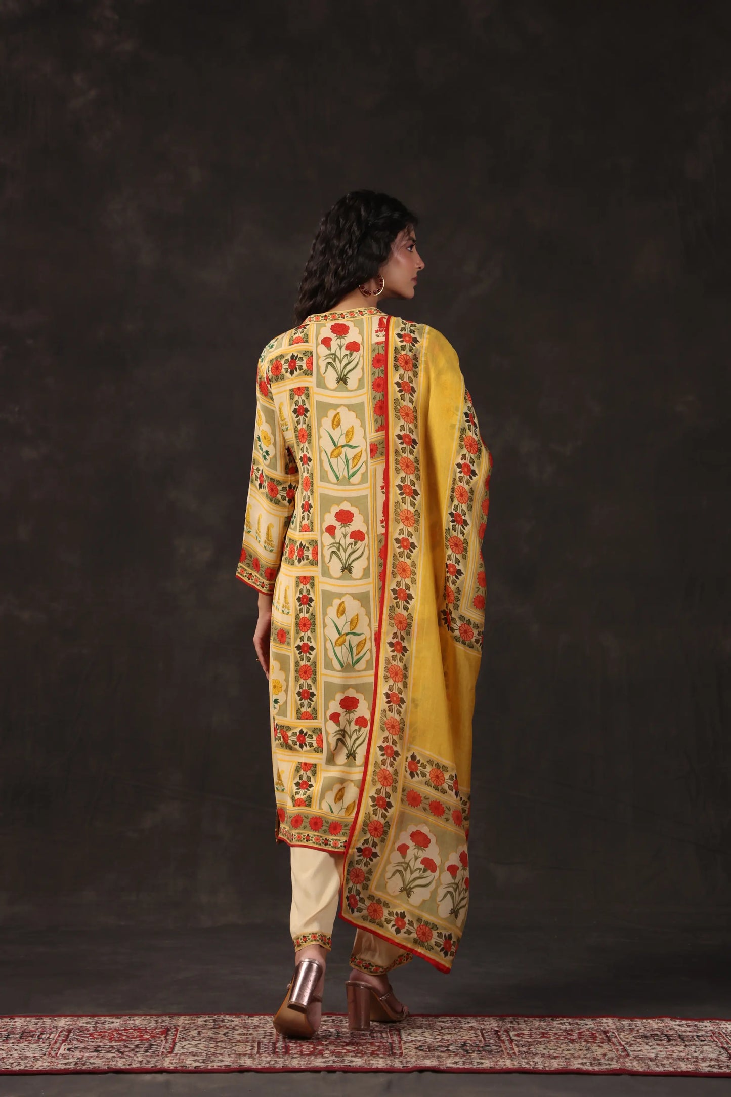 Three Piece Printed Kurti with highlight