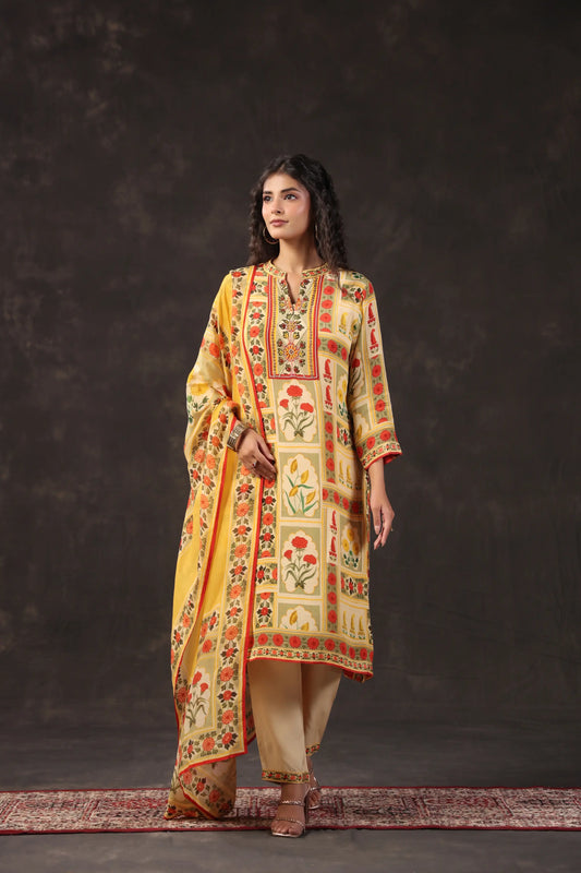 Three Piece Printed Kurti with highlight