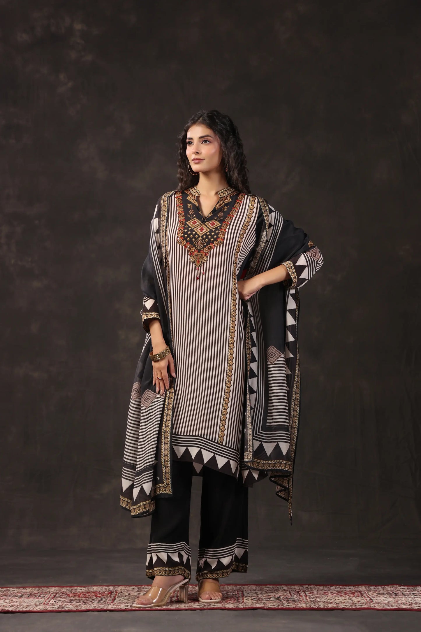 Three Piece Ethnic Kurti with highlight