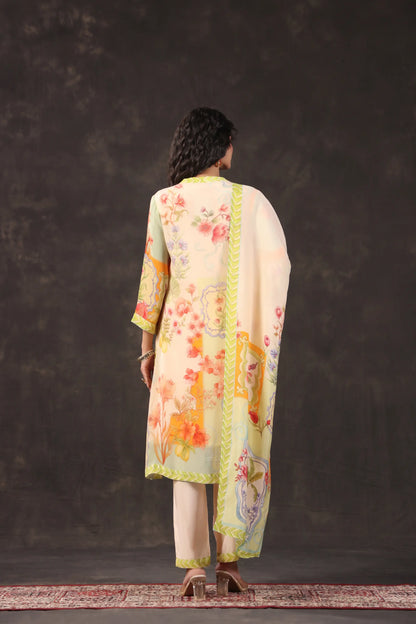 Three Piece Floral Kurti with highlight