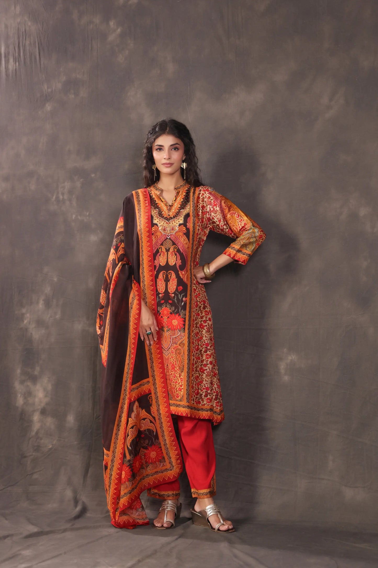 Three Piece Ethnic Kurti with highlight