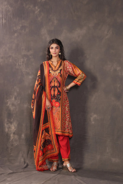 Three Piece Ethnic Kurti with highlight