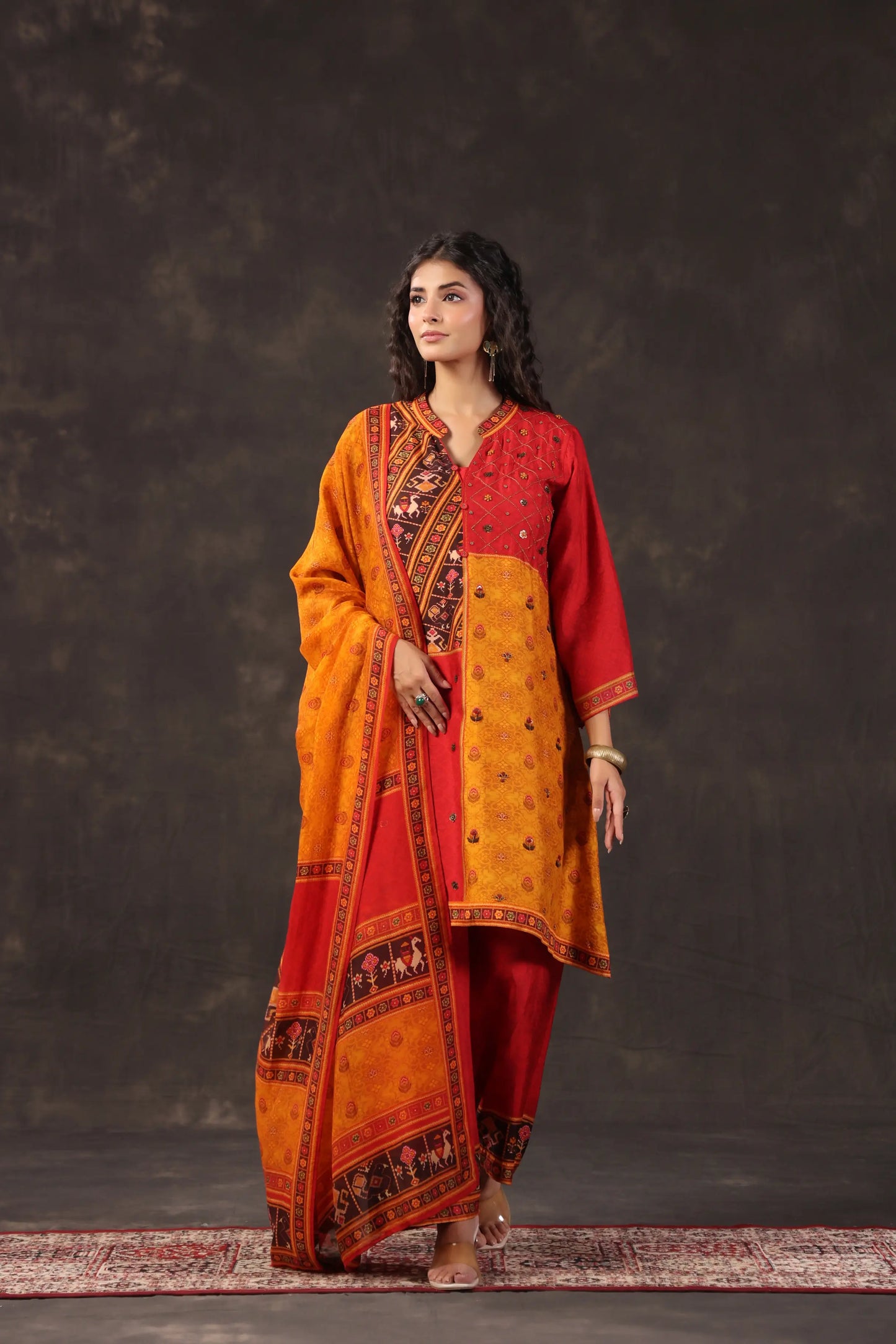 Three Piece Ethnic Kurti with highlight