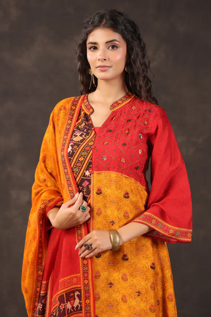 Three Piece Ethnic Kurti with highlight