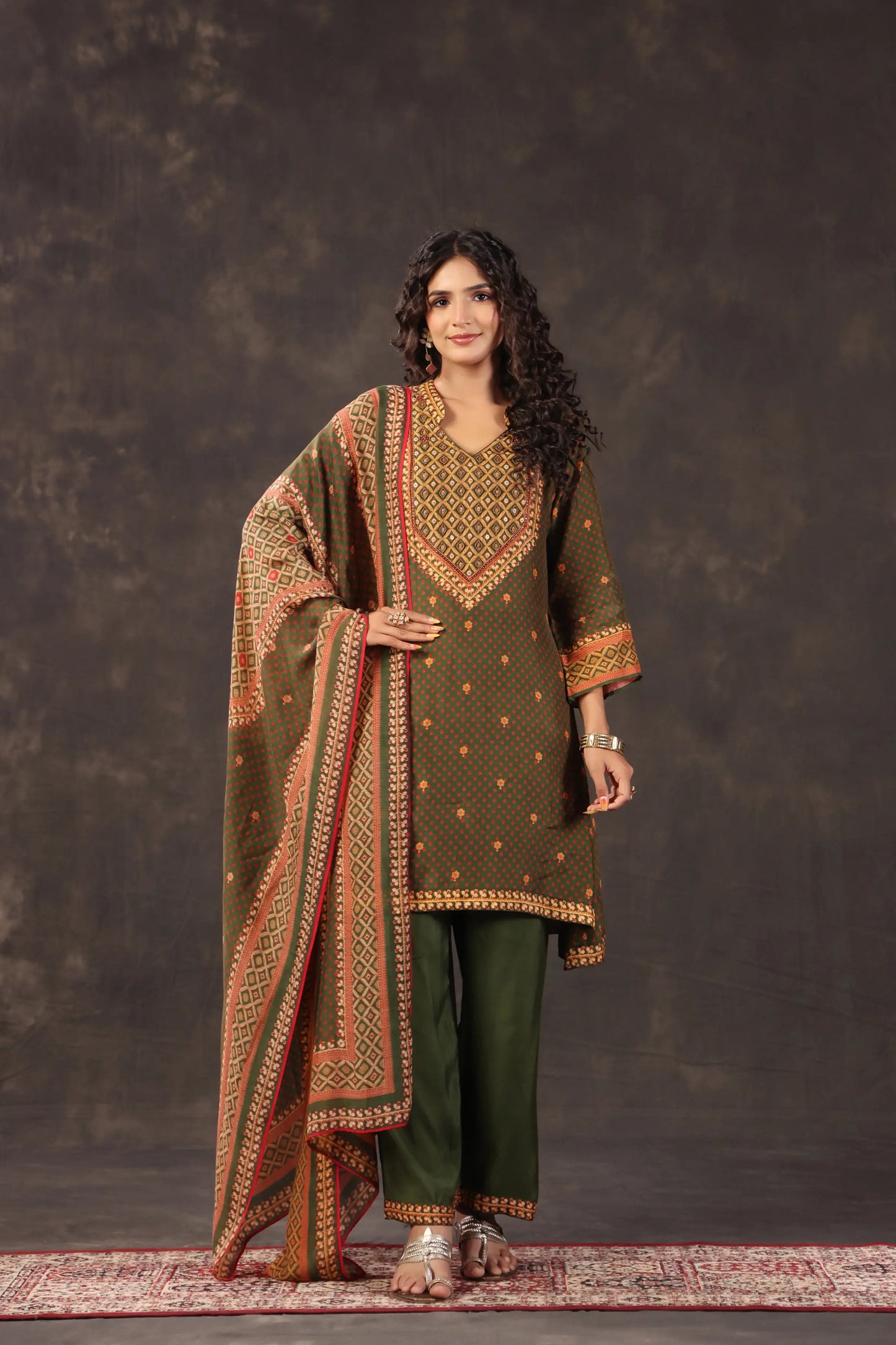 Three Piece Ethnic Kurti with highlight