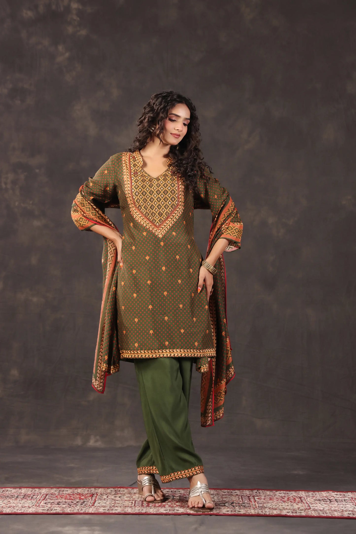 Three Piece Ethnic Kurti with highlight
