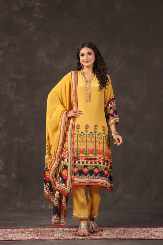 Three Piece Ethnic Kurti with highlight