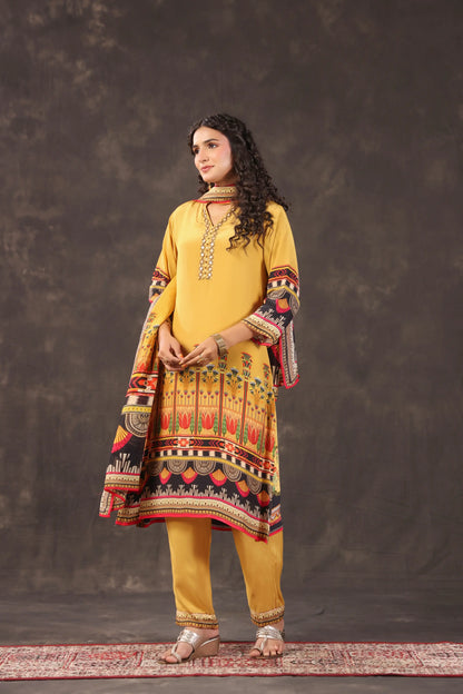Three Piece Ethnic Kurti with highlight