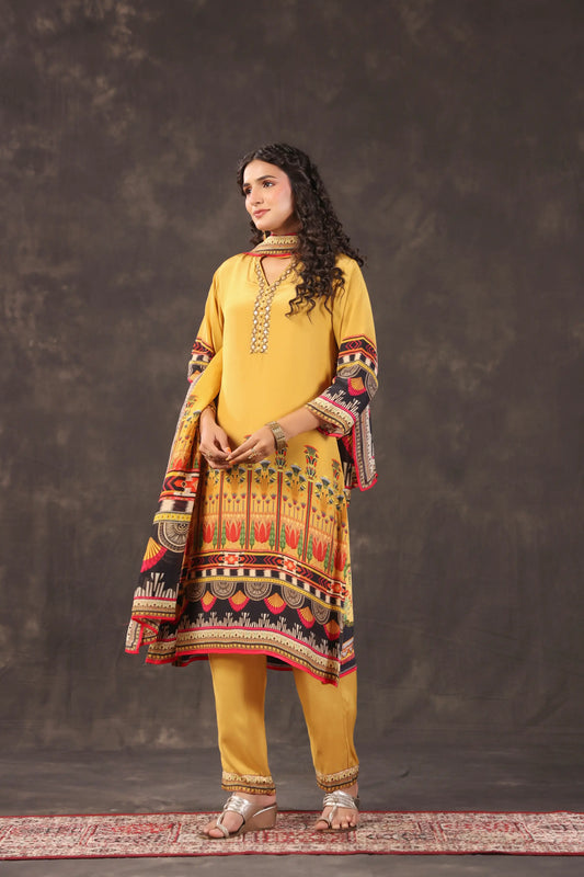 Three Piece Ethnic Kurti with highlight