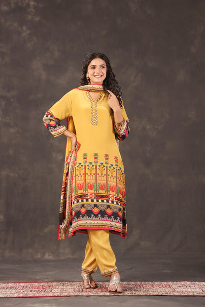 Three Piece Ethnic Kurti with highlight