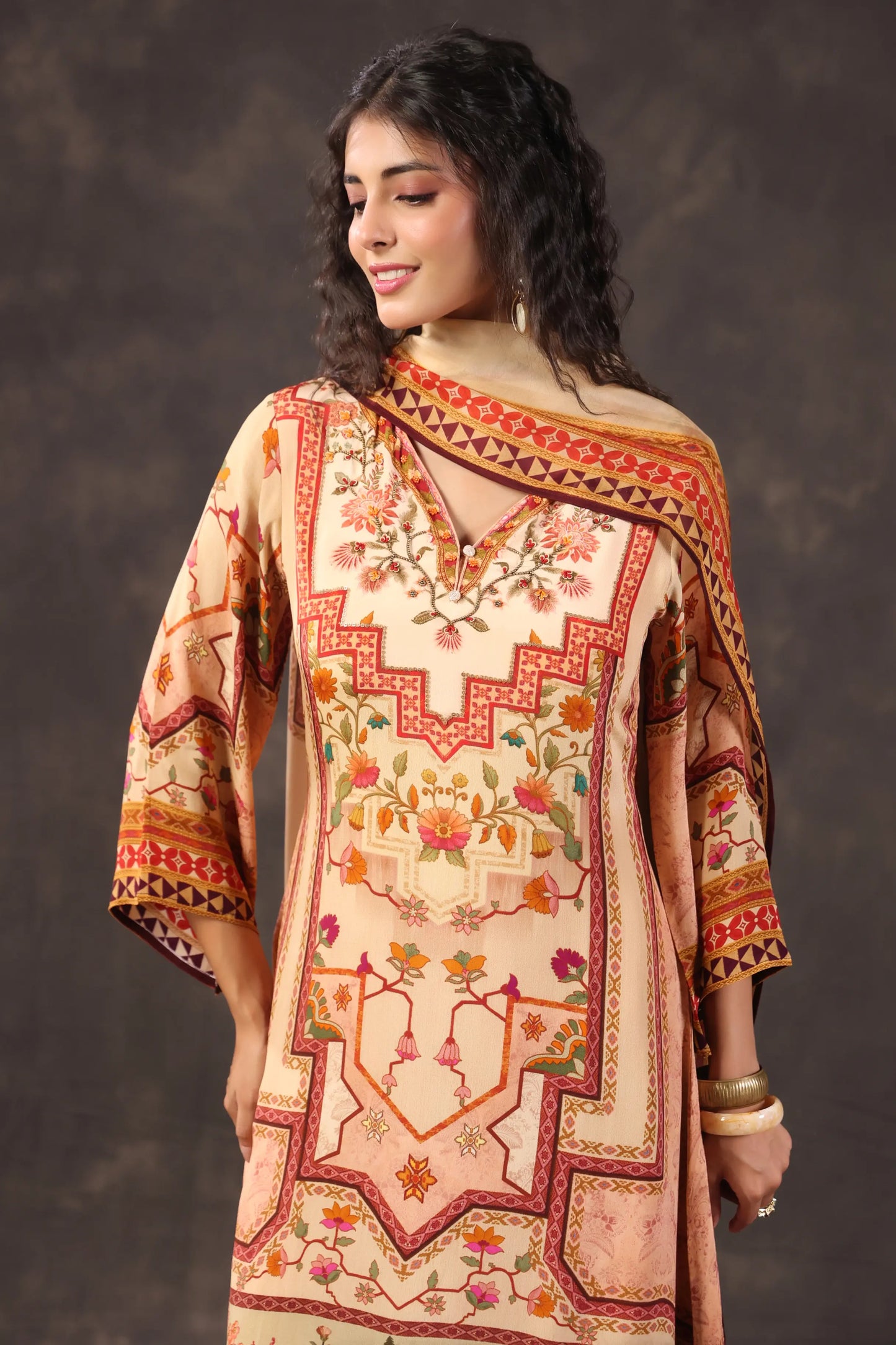 Three Piece Ethnic Kurti with highlight