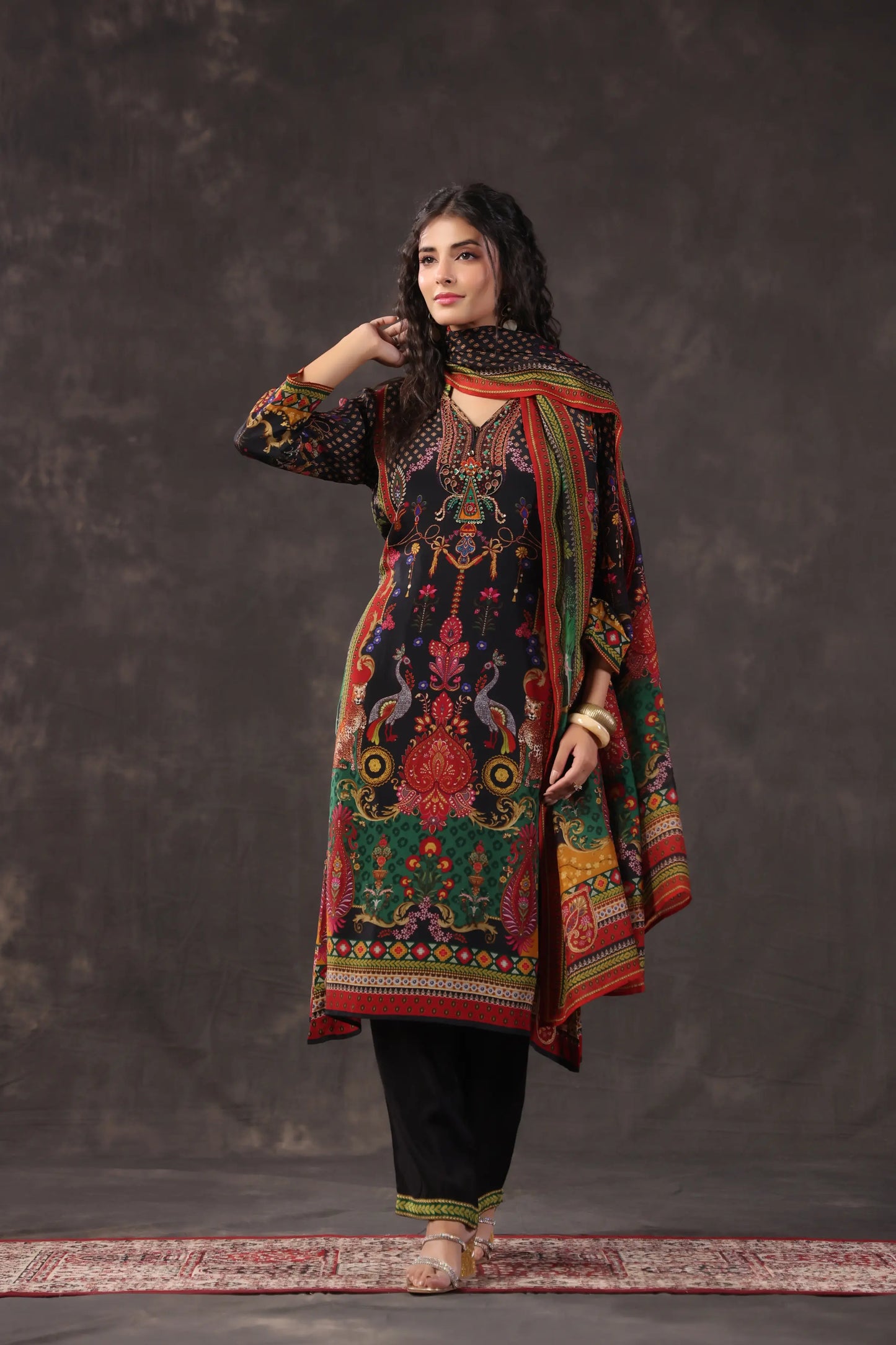Three Piece Ethnic Kurti with highlight