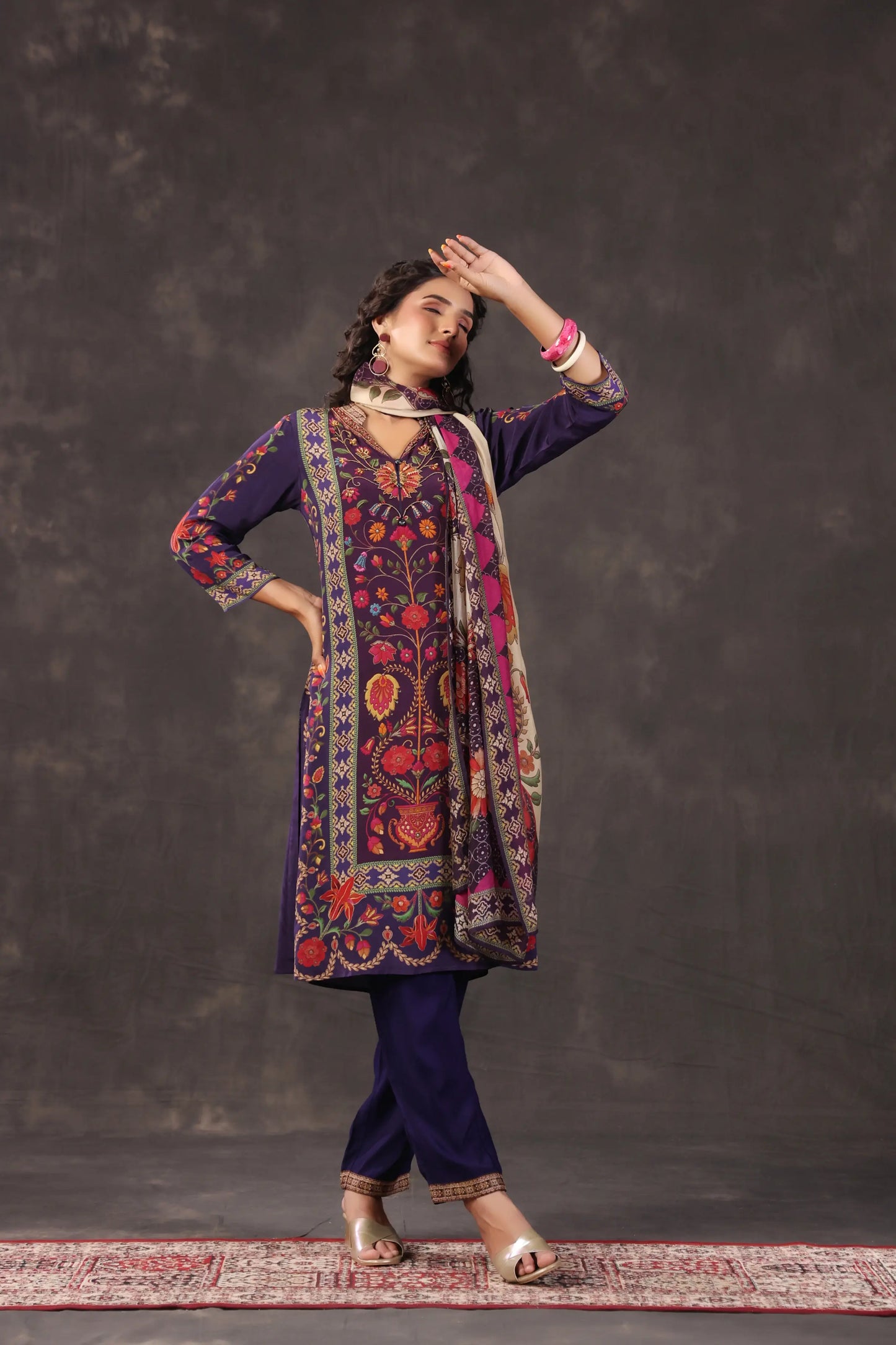 Three Piece Ethnic Kurti with highlight