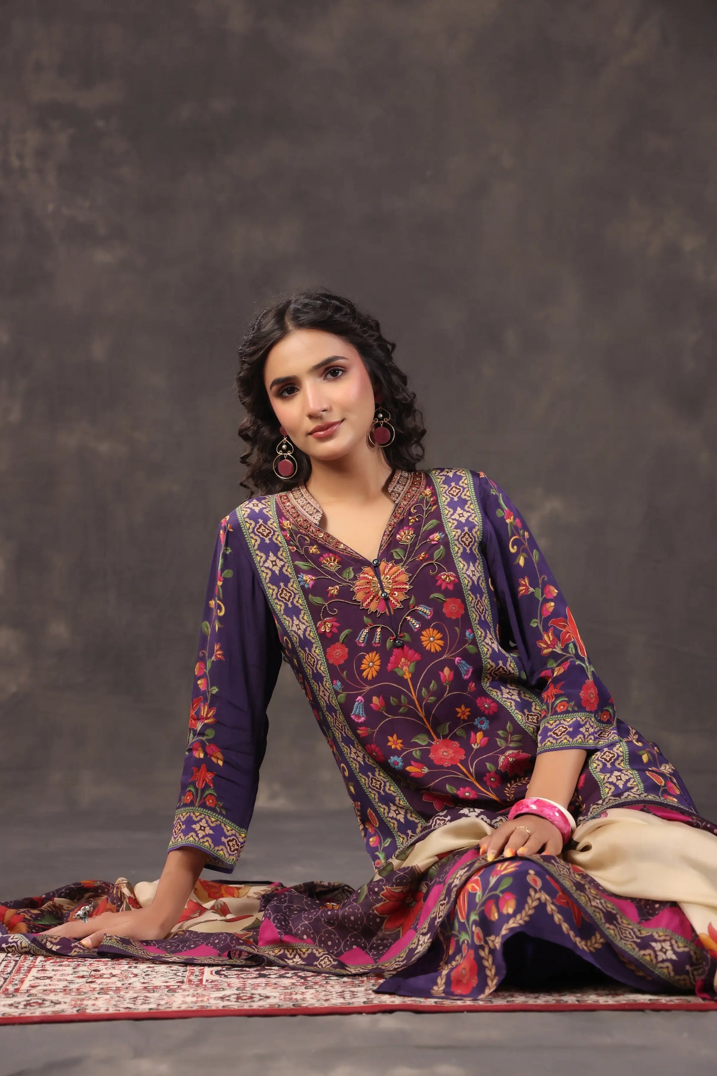 Three Piece Ethnic Kurti with highlight