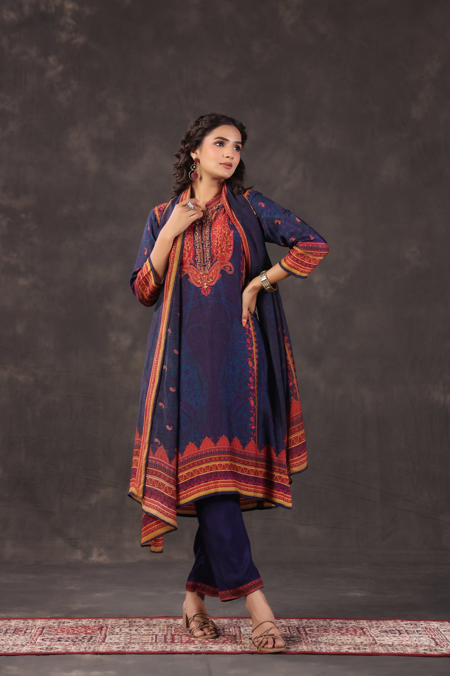 Three Piece Ethnic Kurti with highlight