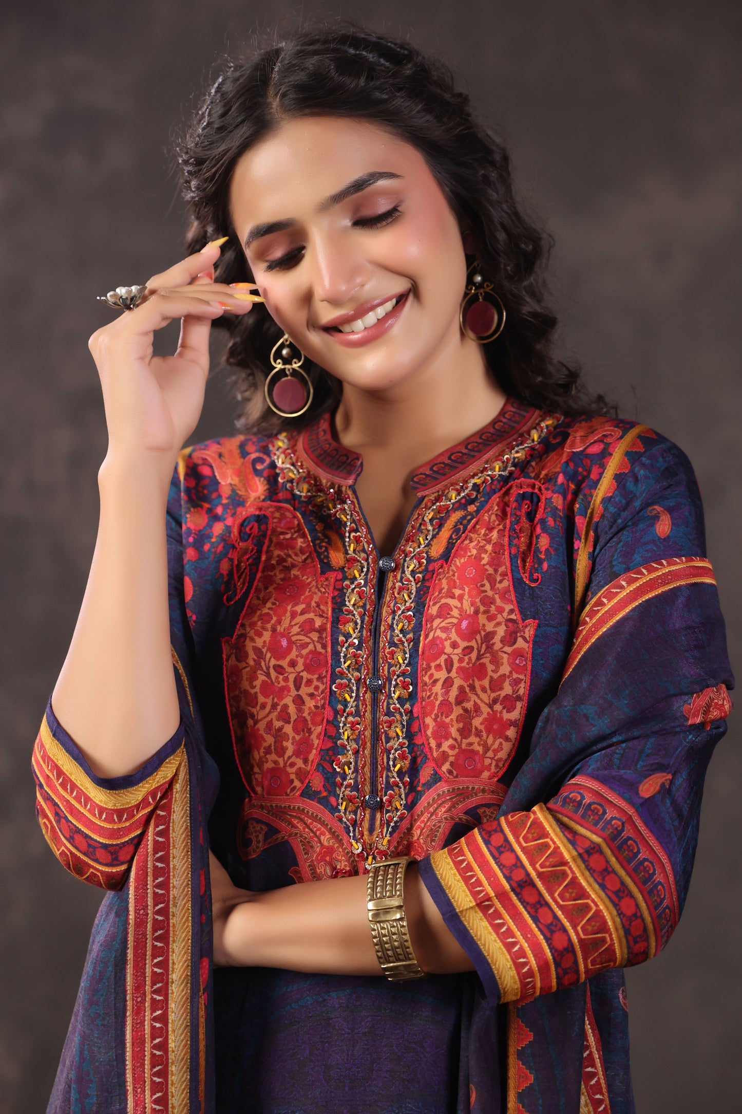 Three Piece Ethnic Kurti with highlight