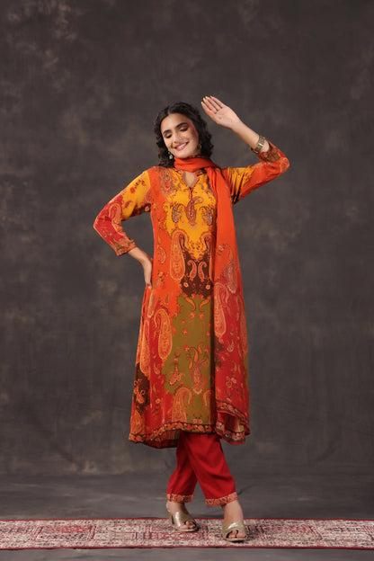 Three Piece Ethnic Kurti with highlight