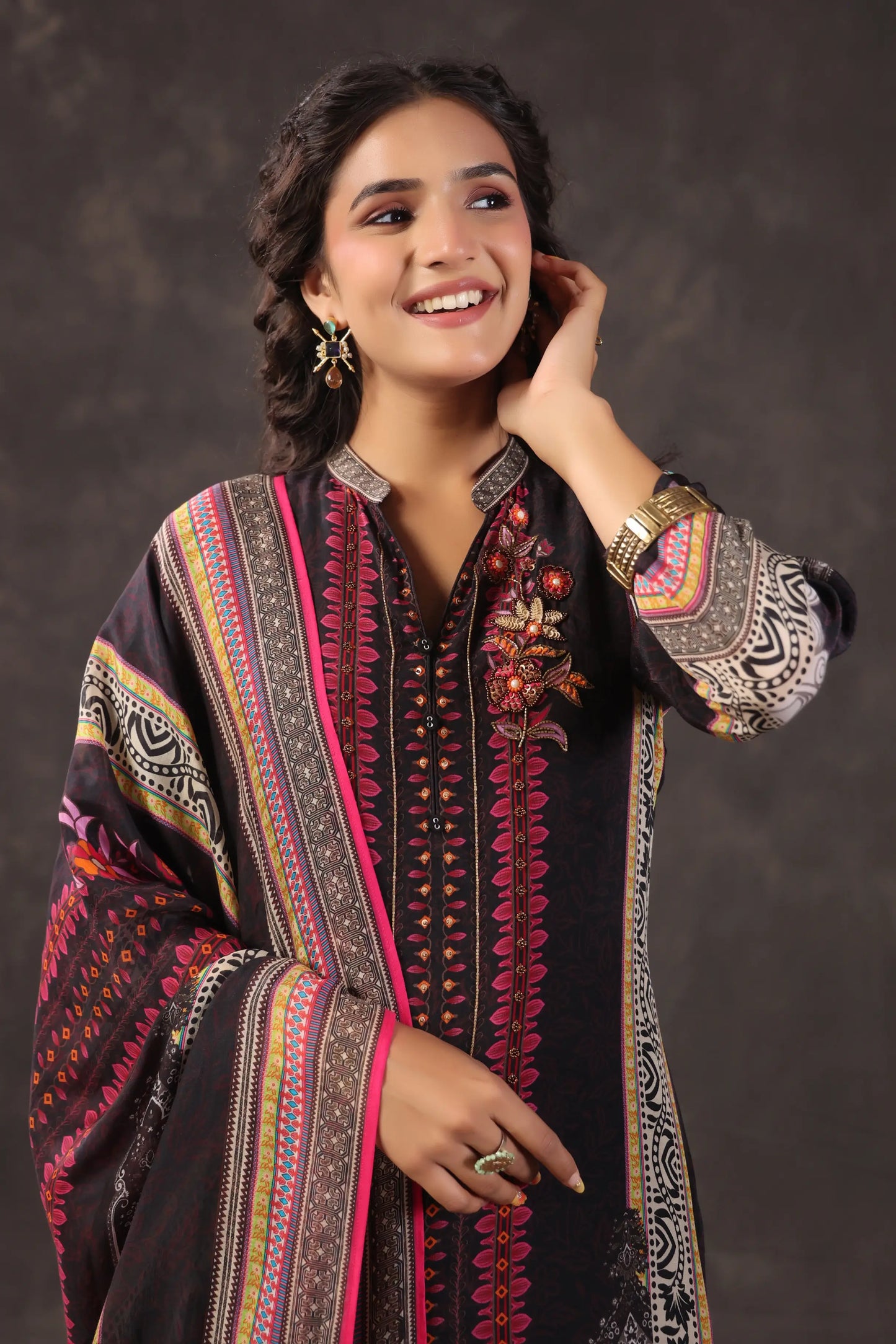 Three Piece Ethnic Kurti with highlight