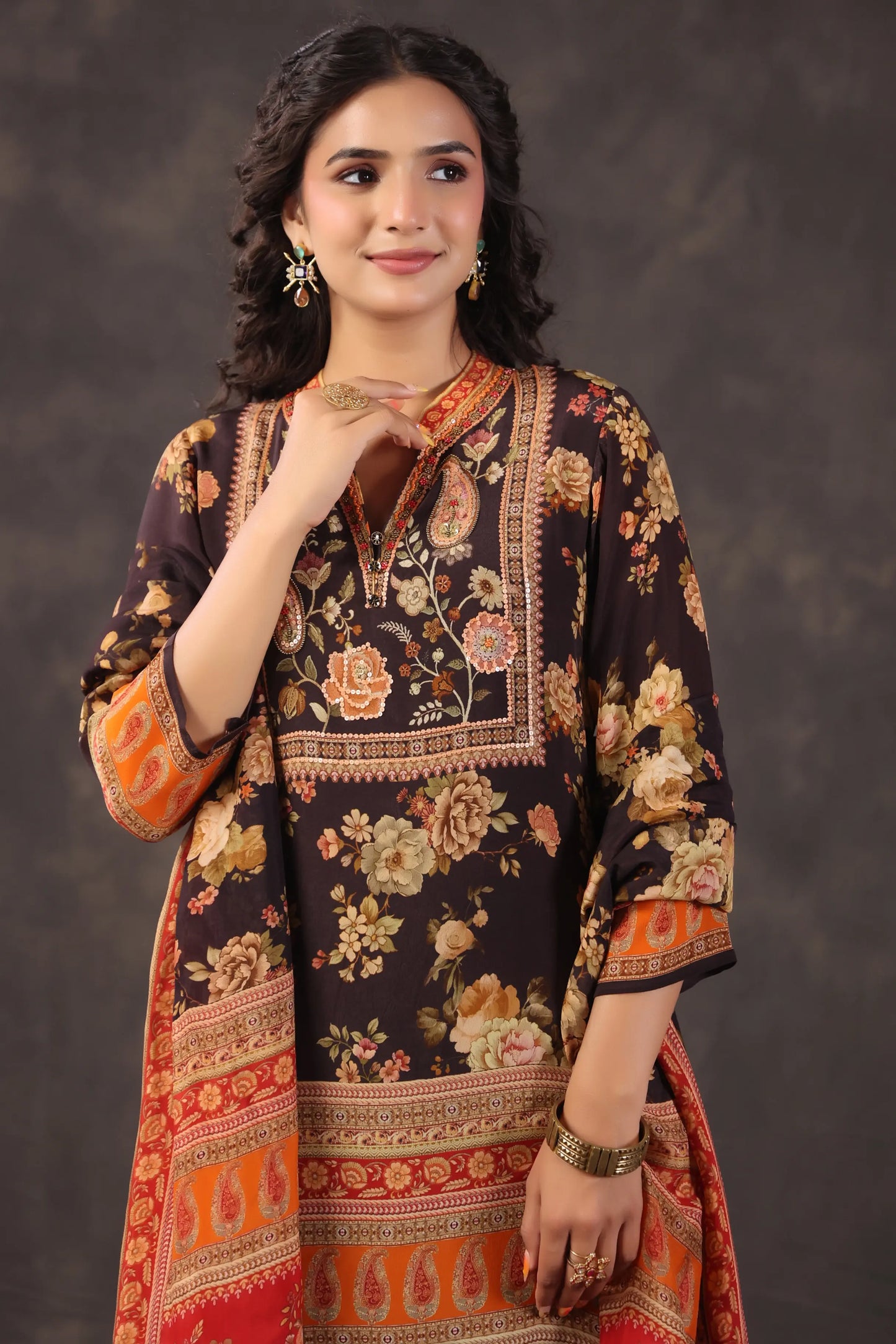 Three Piece Ethnic Kurti with highlight