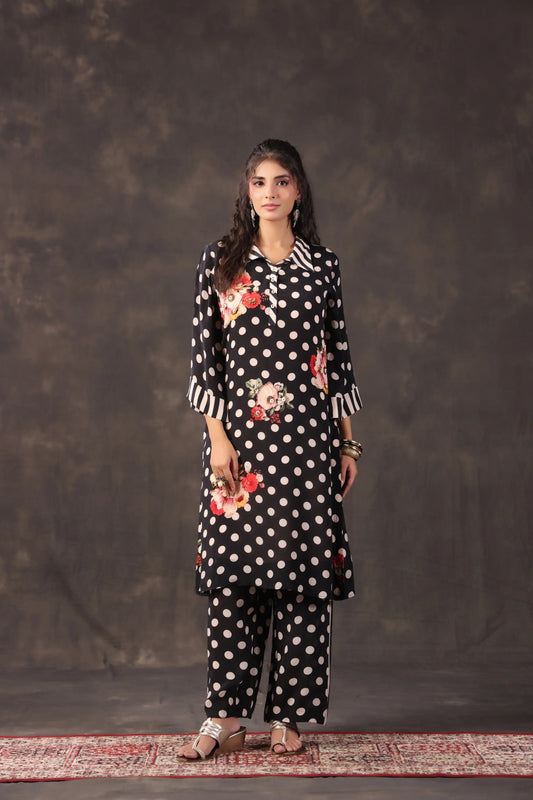 Embellished Printed Straight Kurti with Pant