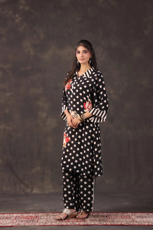 Embellished Printed Straight Kurti with Pant