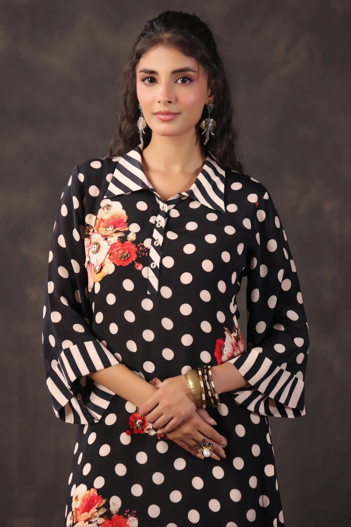 Embellished Printed Straight Kurti with Pant