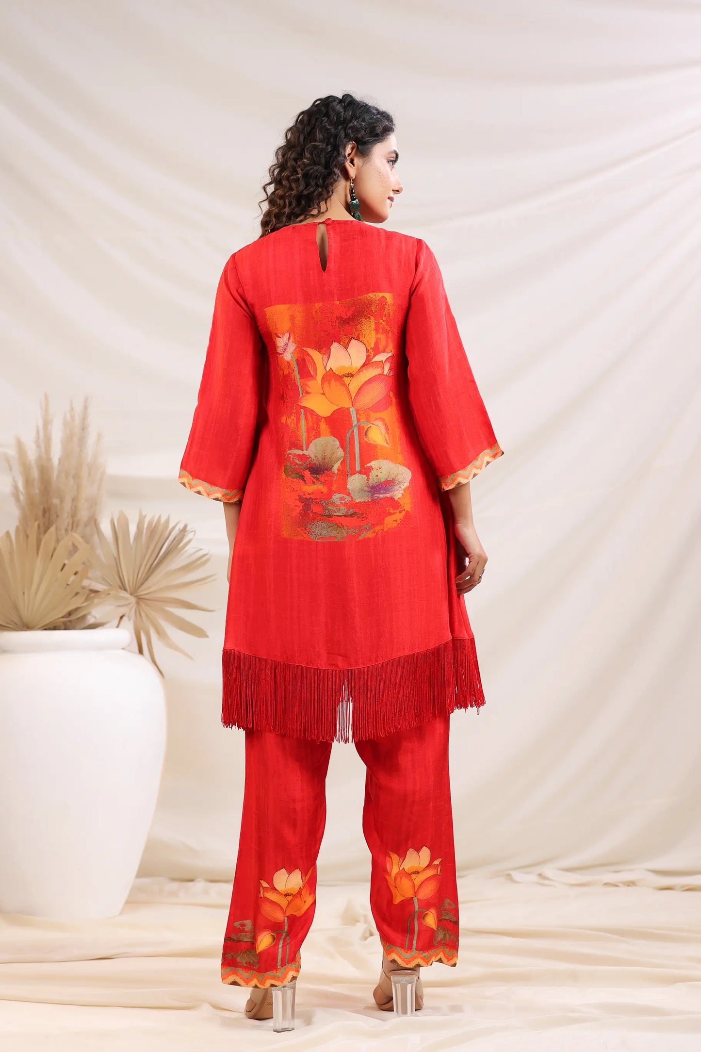 Traditional Print Straight Kurti with Printed Pant