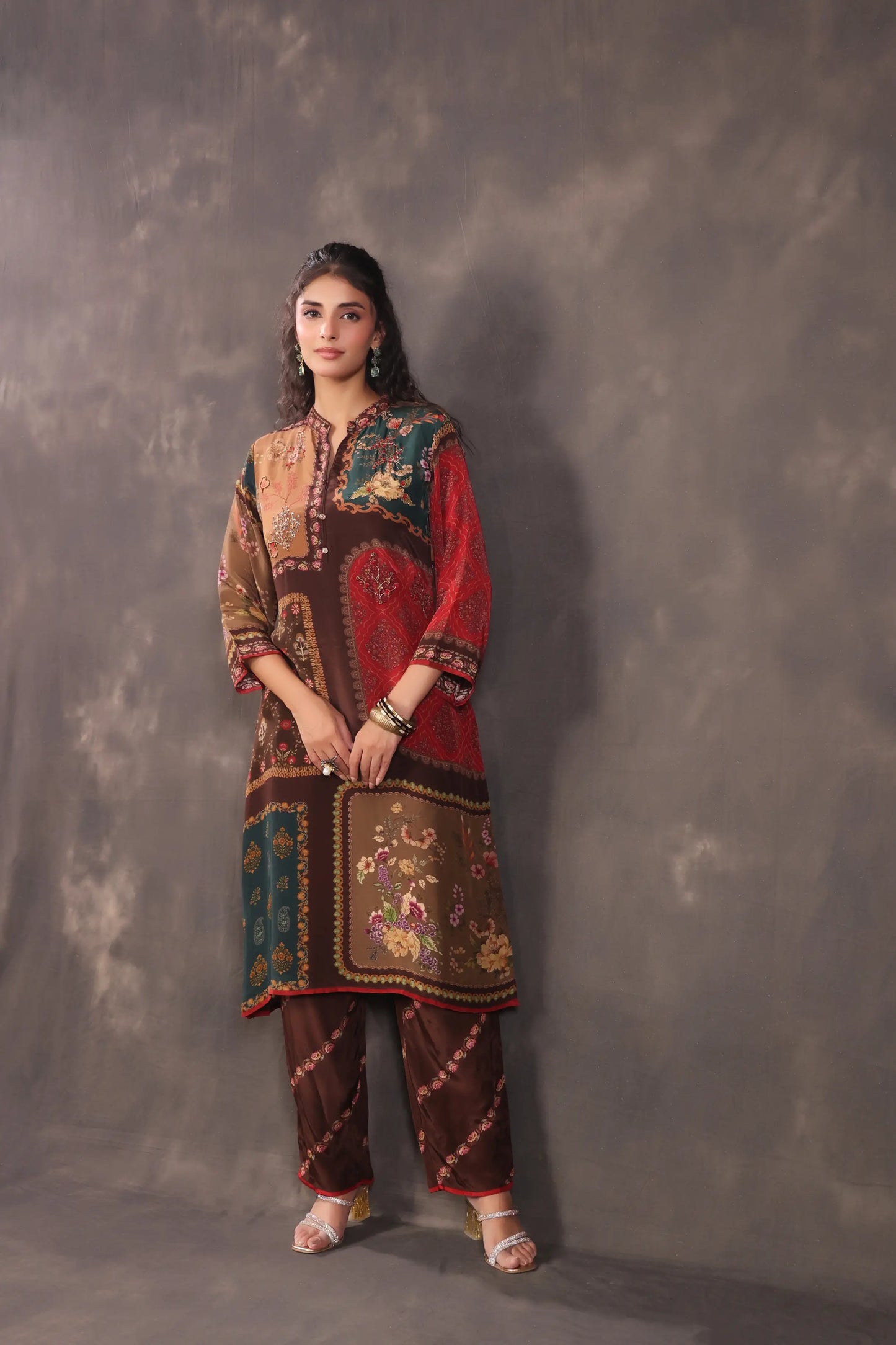 Embellished Printed Straight Kurti with Pant