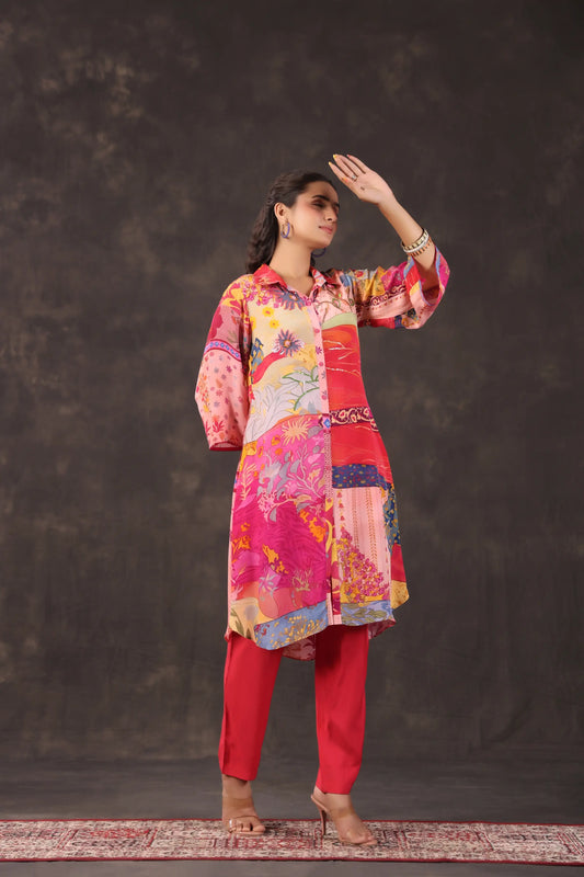 Embellished Printed Straight Kurti with Pant