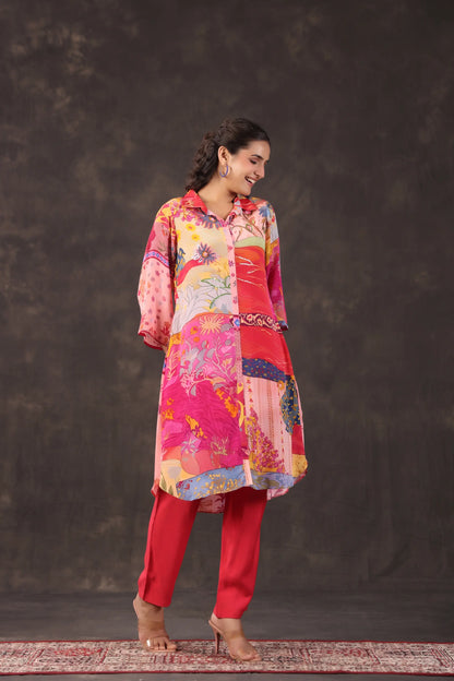 Embellished Printed Straight Kurti with Pant