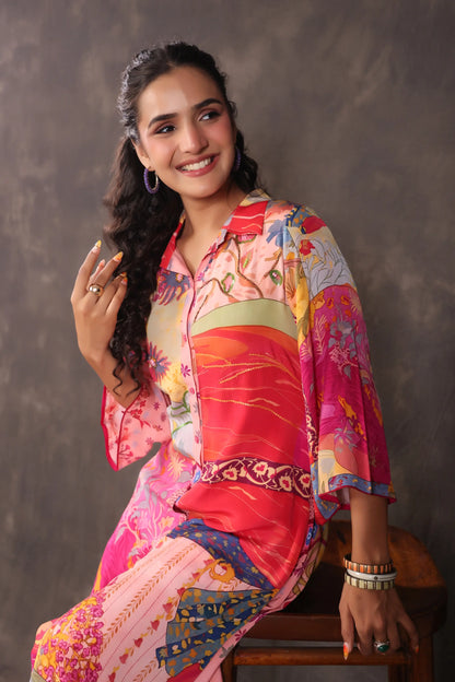 Embellished Printed Straight Kurti with Pant