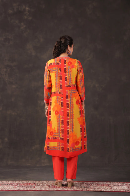 Embellished Printed Straight Kurti with Pant