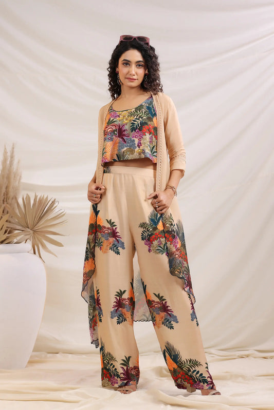 Floral Print Co-Ord Set with Printed Jacket