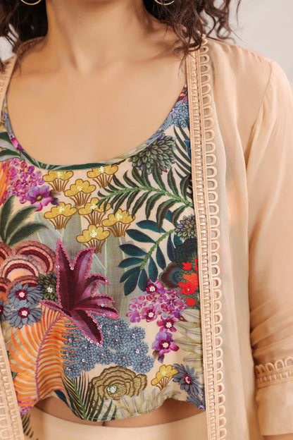 Floral Print Co-Ord Set with Printed Jacket