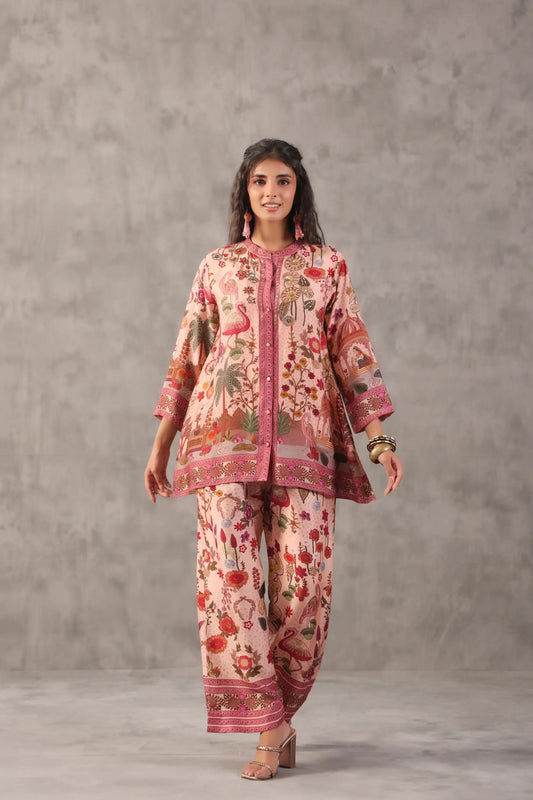 embellished aline top with straight pants. The eyecatching Co-ords.
