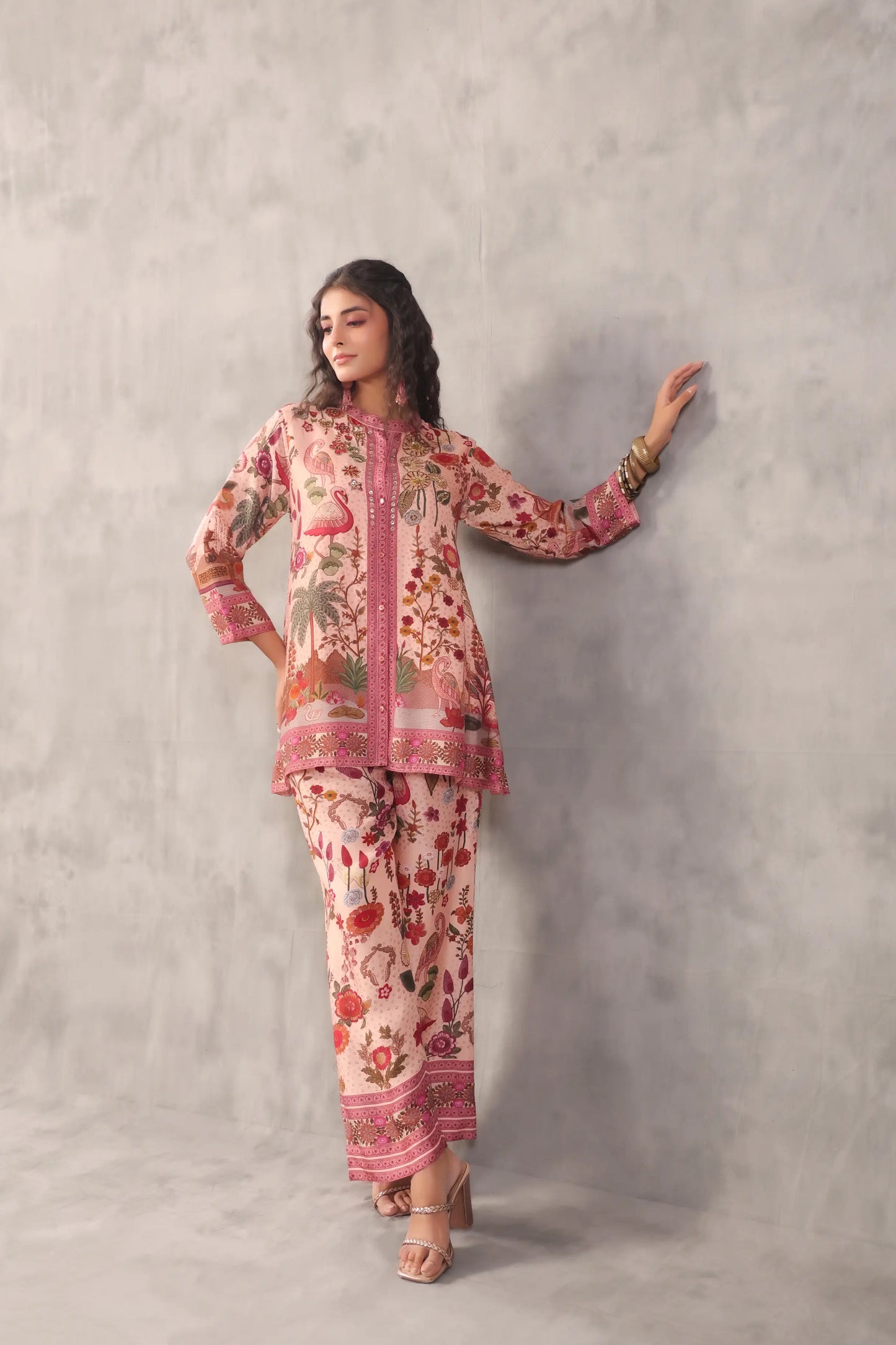 embellished aline top with straight pants. The eyecatching Co-ords.