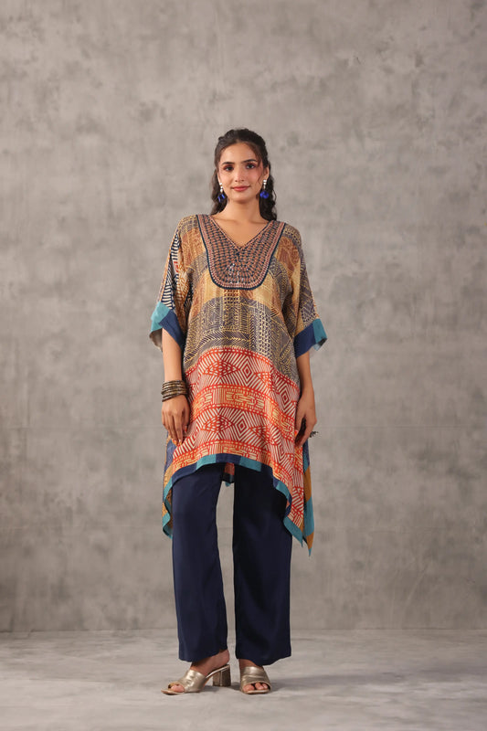 Embellished Printed Straight Kurti with Pant