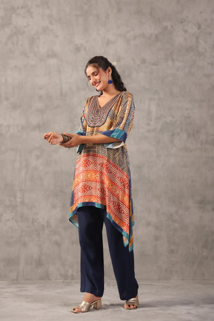 Embellished Printed Straight Kurti with Pant