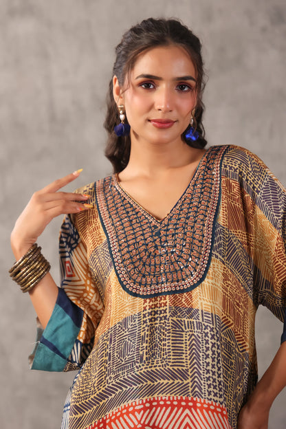 Embellished Printed Straight Kurti with Pant