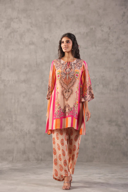Embellished Printed Straight Kurti with Pant