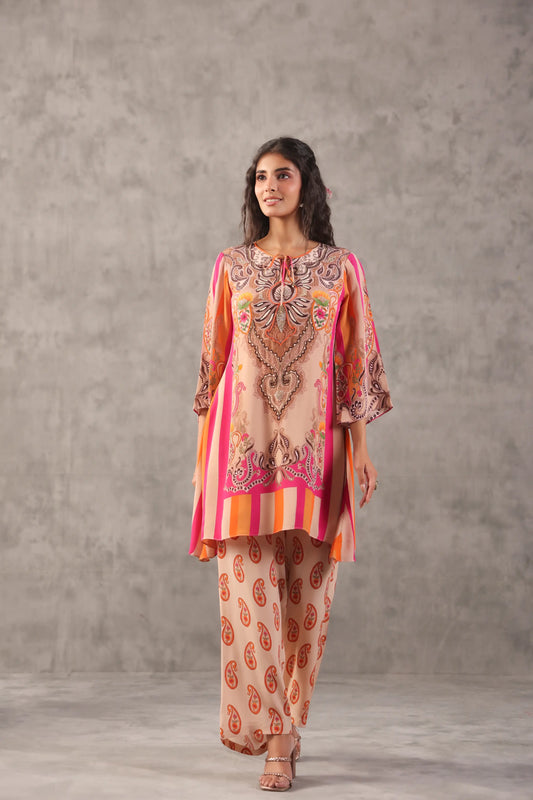 Embellished Printed Straight Kurti with Pant