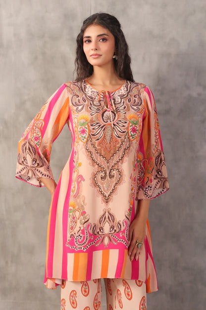 Embellished Printed Straight Kurti with Pant
