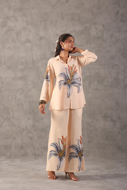 Embellished Linen Prined Co-ords