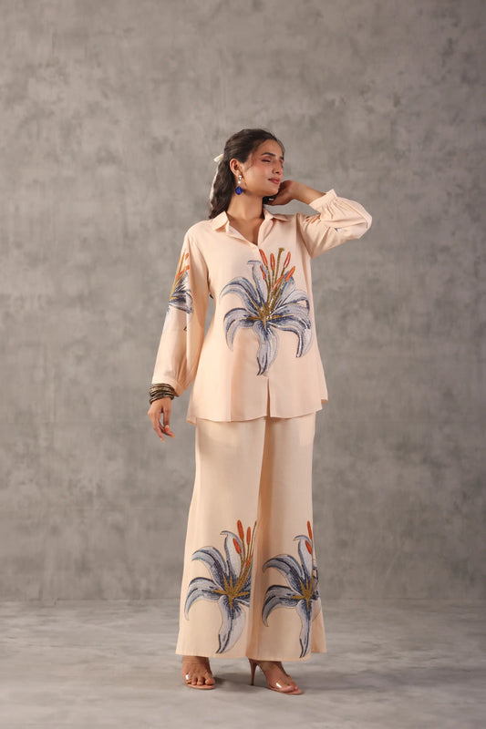 Embellished Linen Prined Co-ords