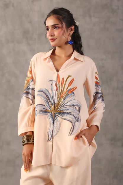 Embellished Linen Prined Co-ords